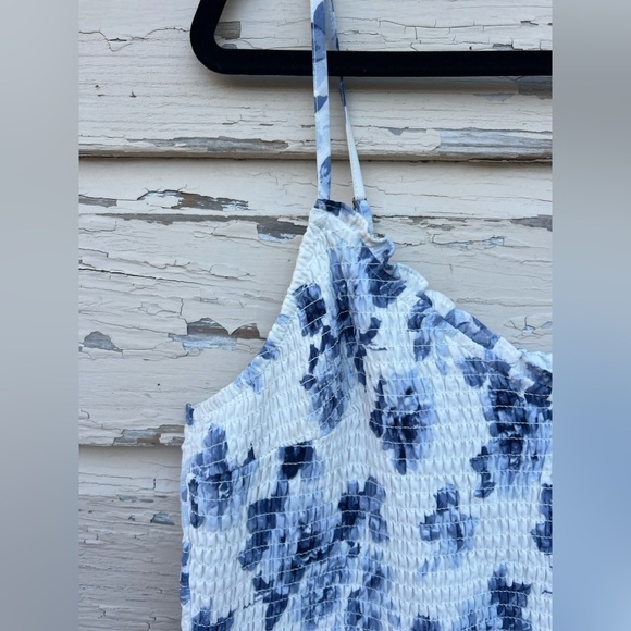 Abercrombie & Fitch Best Dressed Guest Smocked Mini Dress Blue Floral XXL - Picture 7 of 13